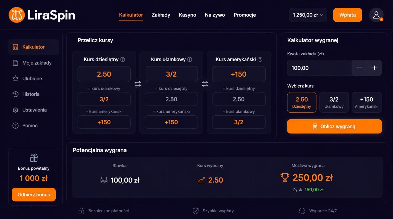 Grafika tłumacząca różne formaty kursów z kalkulatorem w tle, wszystko po polsku