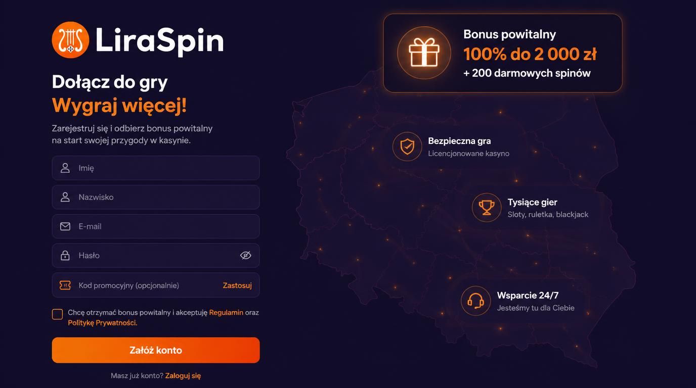 Pola wyboru bonusu w formularzu rejestracji z promo kodem i checkboxem aktywowanym