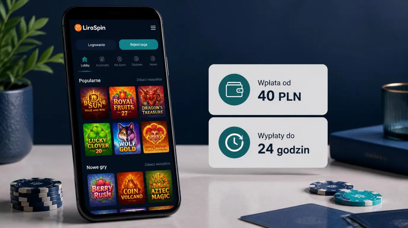 Telefon z kasynową biblioteką gier, wpłatą od 40 PLN i informacją o wypłatach do 24 godzin